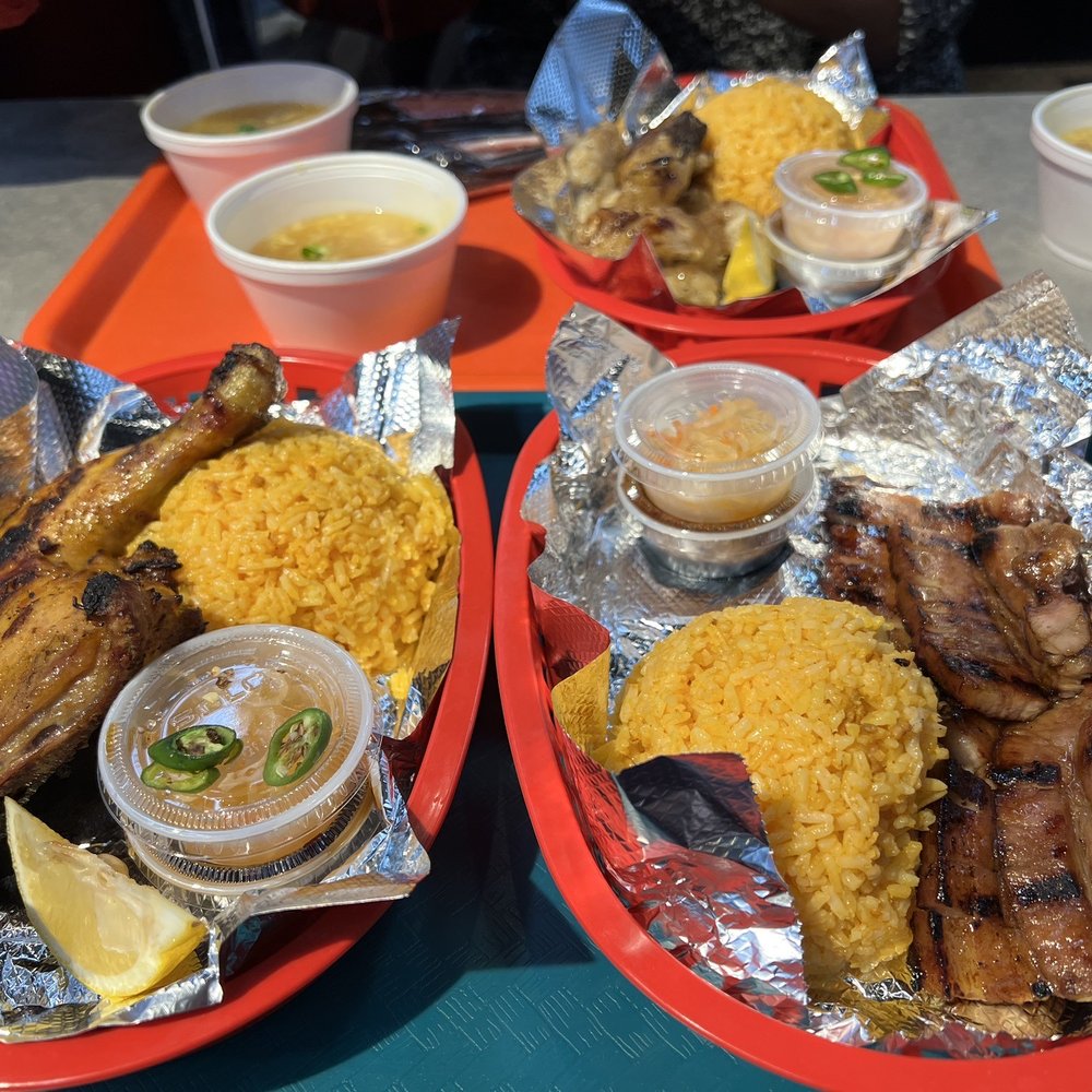 Pork belly liempo, chicken inasal, and sea bass meal Pork belly liempo, chicken inasal, and sea bass meal