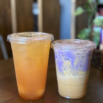 OMELI Kitchen - Taro Coffee and Tra Le Chi ( Lychee Peach Iced Tea - Vietnamese Near Me - Fullerton, California