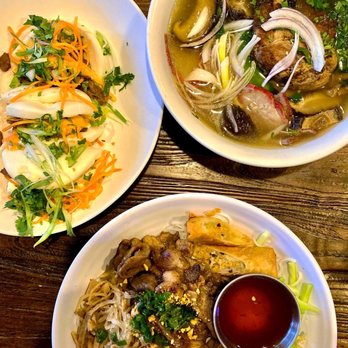 Me Con Bistro - three bowls of food on a table - Chinese Near Me - Austin, Texas Me Con Bistro - three bowls of food on a table - Chinese Near Me - Austin, Texas