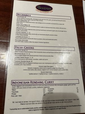 Menu photo 4 The Bohemian Cafe Greenville, SC