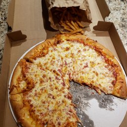 Cheese pizza and Fries Cheese pizza and Fries