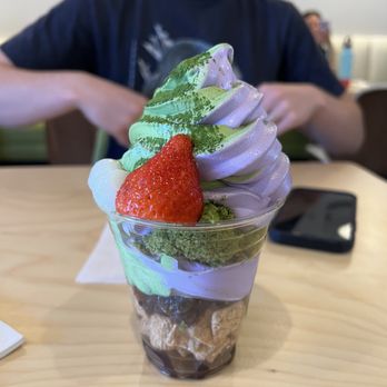 Premium Matcha Cafe Maiko - Marcha & ube swirl partfait - Ice Cream & Frozen Yogurt Near Me - Tempe, Arizona Premium Matcha Cafe Maiko - Marcha & ube swirl partfait - Ice Cream & Frozen Yogurt Near Me - Tempe, Arizona