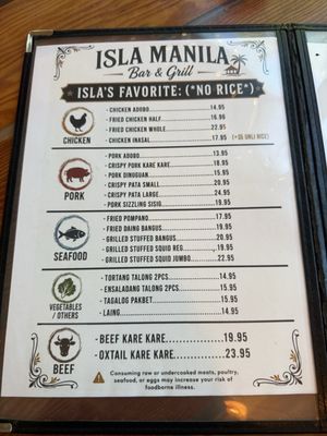 Menu photo 1 Isla Manila Lihue, HI