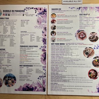 Bubble in Paradise - Menu - Bubble Tea Near Me - Denville, New Jersey