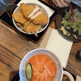 Mixed Katsu Don and Sake Don Mixed Katsu Don and Sake Don
