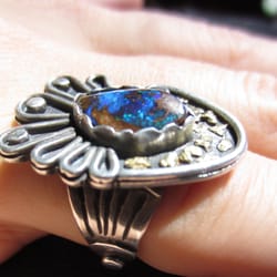 Handmade Australian Opal and Yuba Gold Stering Ring