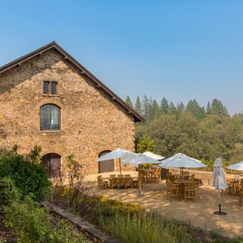 13th Vineyard - the outdoor dining area with tables and umbrellas - Wineries Near Me - Angwin, California 13th Vineyard - the outdoor dining area with tables and umbrellas - Wineries Near Me - Angwin, California
