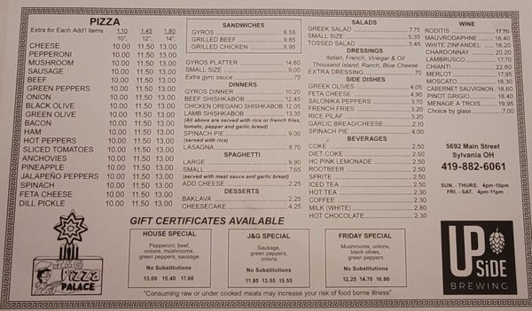 Menu photo 3 Upside Brewing Sylvania, OH