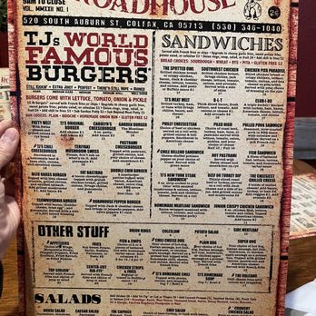 TJ's Roadhouse - Menu side 1 - American Near Me - Colfax, California TJ's Roadhouse - Menu side 1 - American Near Me - Colfax, California