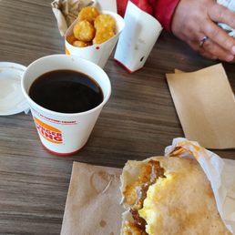 Eggnormous burrito, tot bites and good strong coffee Eggnormous burrito, tot bites and good strong coffee