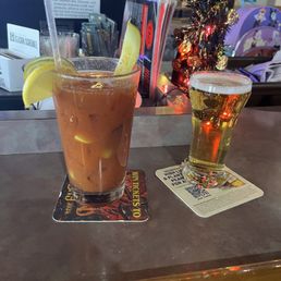two drinks on a bar two drinks on a bar