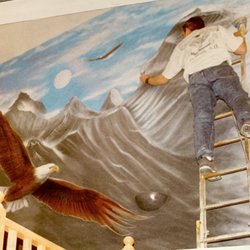 Airwolf Airbrush - Artist F.G. SPARGO working on a 24' wall mural , great price, and he's fast, efficient and reasonably priced!
