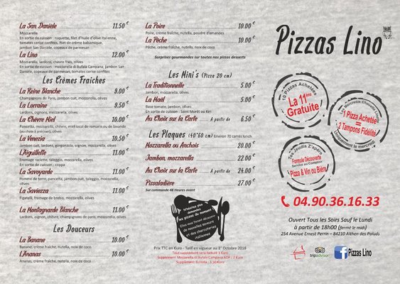 Menu photo 2 Pizzas Lino Althen-des-Paluds, 84