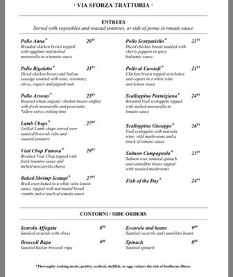 Menu photo 3 Via Sforza Trattoria Westport, CT