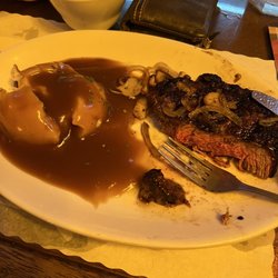 Tony's Place - Medium rare New York steak. Very tasty and cooked perfectly.