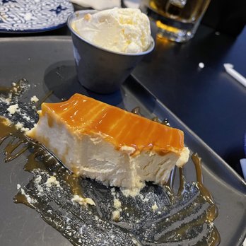 Ay Caramba - Flan with caramel sauce and a side of vanilla ice cream.  Half devoured it was so delicious!!! - Mexican Near Me - Prunedale, California