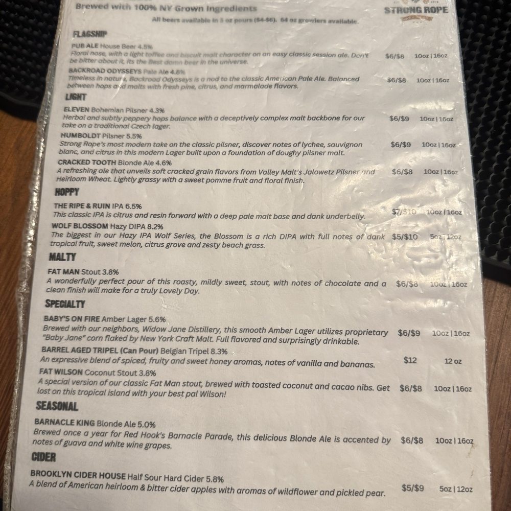 Strong Rope Brewery - Menu - Breweries Near Me - Brooklyn, New York Strong Rope Brewery - Menu - Breweries Near Me - Brooklyn, New York