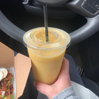 Greens On Your Way - Mango smoothie perfect and only has mango banana and orange juice and ice nothing more that what it says. No sugar added. - Juice Bars & Smoothies Near Me - Poulsbo, Washington Greens On Your Way - Mango smoothie perfect and only has mango banana and orange juice and ice nothing more that what it says. No sugar added. - Juice Bars & Smoothies Near Me - Poulsbo, Washington