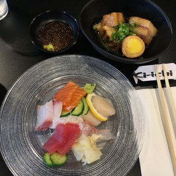Sushi Ki-ichi - Sashimi plate 10 pieces & braised pork belly and egg - Sushi Bars Near Me - Tigard, Oregon Sushi Ki-ichi - Sashimi plate 10 pieces & braised pork belly and egg - Sushi Bars Near Me - Tigard, Oregon