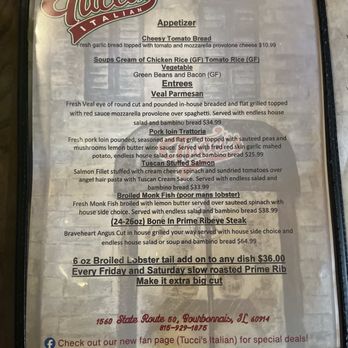 Tucci's - Menu - Italian Near Me - Bourbonnais, Illinois Tucci's - Menu - Italian Near Me - Bourbonnais, Illinois