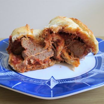 Fort Lee Pizzeria - a meatball sandwich on a blue and white plate - Pizza Near Me - Fort Lee, New Jersey Fort Lee Pizzeria - a meatball sandwich on a blue and white plate - Pizza Near Me - Fort Lee, New Jersey