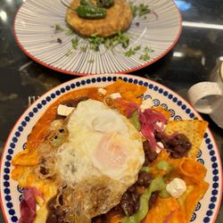 Chilaquiles and egg tortilla