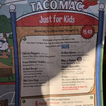 Taco Mac - Kids menu - Mexican Near Me - Suwanee, Georgia