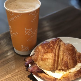 Cupitol Coffee & Eatery - Breakfast Sandwich (fried egg, bacon, cheese) - Coffee & Tea Near Me - Chicago, Illinois