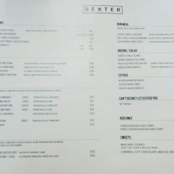 Dexter - Menu - American Near Me - Melbourne, VIC