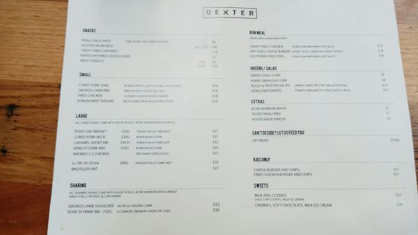 Menu photo 2 Dexter Melbourne, VIC
