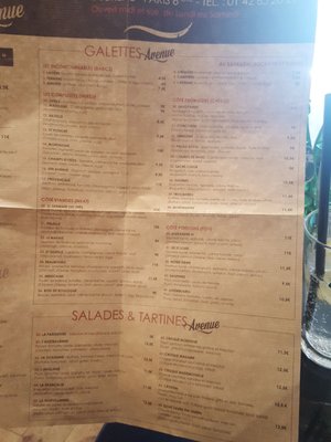 Menu photo 2 Crêpe Avenue Paris, 75 Menu photo 2 Crêpe Avenue Paris, 75