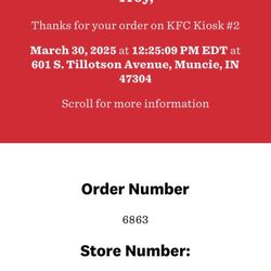 KFC - Proof of order