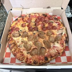 Stone Craft Pizza - 12 inch New York Style with mushrooms, 1/2 Pepperoni, 1/2 Sausage