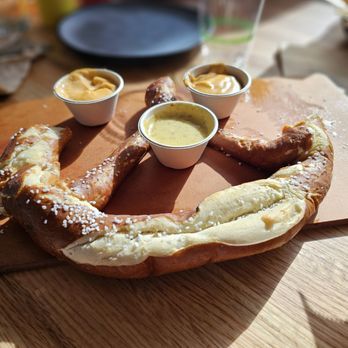 Brookside Bar & Grill - Pretzel with honey mustard and nacho cheese dipping sauces - American Near Me - Marine St Croix, Minnesota