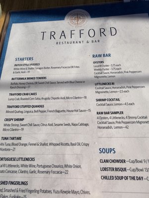 Menu photo 1 Trafford Restaurant Warren, RI Menu photo 1 Trafford Restaurant Warren, RI