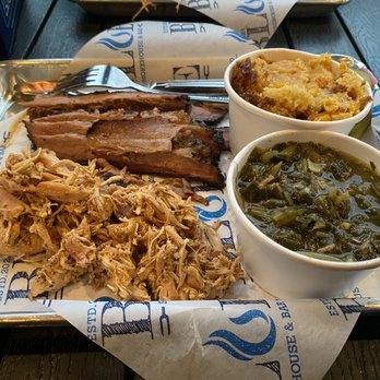 Blue Smokehouse & Bar - Pulled chicken, brisket, collards and cornbread casserole - Salad Near Me - Fort Mill, South Carolina Blue Smokehouse & Bar - Pulled chicken, brisket, collards and cornbread casserole - Salad Near Me - Fort Mill, South Carolina