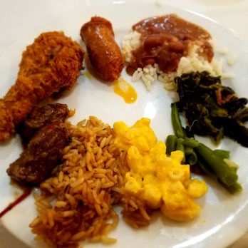 Dooky Chase's Restaurant - Today's lunch buffet: red beans n rice, greens, green beans, mac n cheese, dirty rice, beef stew, fried chicken, hot sausage - Cajun/Creole Near Me - New Orleans, Louisiana Dooky Chase's Restaurant - Today's lunch buffet: red beans n rice, greens, green beans, mac n cheese, dirty rice, beef stew, fried chicken, hot sausage - Cajun/Creole Near Me - New Orleans, Louisiana