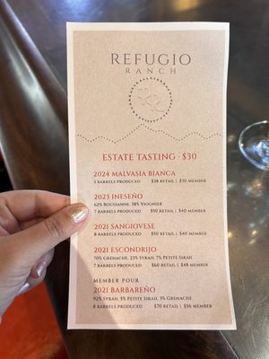 Menu photo 2 Refugio Ranch Vineyards Los Olivos, CA Menu photo 2 Refugio Ranch Vineyards Los Olivos, CA