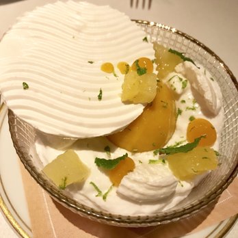 Le Coucou - Complimentary dessert- lime, pineapple, meringue, mint, mango sorbet- light, refreshing - French Near Me - New York, New York Le Coucou - Complimentary dessert- lime, pineapple, meringue, mint, mango sorbet- light, refreshing - French Near Me - New York, New York