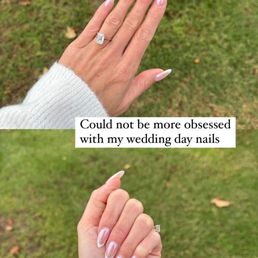 Gel X nails with tips. French with chrome wash.