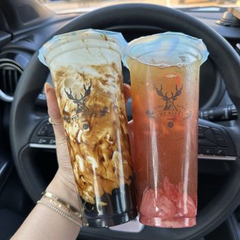 The Alley - Brown Sugar Deerioca Milk and Strawberry Green Tea with Jelly - Bubble Tea Near Me - Katy, Texas