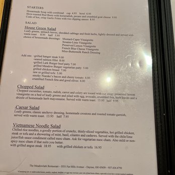 Meadowlark Restaurant - Menu appetizers - New American Near Me - Dayton, Ohio