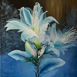 Blue/White Lilies - 24x30 acrylic on canvas