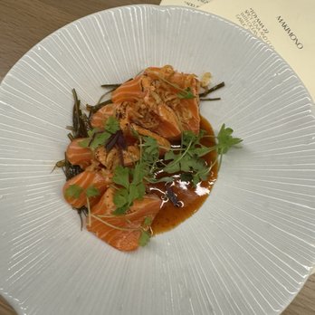 Akoya Omakase - Ocean trout with chili ponzu and crispy shallots - Japanese Near Me - Kansas City, Missouri Akoya Omakase - Ocean trout with chili ponzu and crispy shallots - Japanese Near Me - Kansas City, Missouri