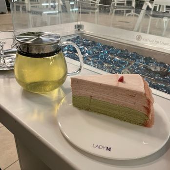 Lady M Cake Boutique - Strawberry matcha cake with a pot of green tea - Bakeries Near Me - Las Vegas, Nevada
