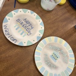 Mr. Toad's Pottery - Pre-firing birthday plate design by me!