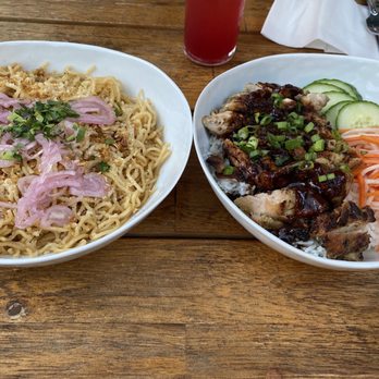 Oliver's Twist - cousin's crab butter parmesan noodles and kroeung chicken with a side of rice - New American Near Me - Seattle, Washington Oliver's Twist - cousin's crab butter parmesan noodles and kroeung chicken with a side of rice - New American Near Me - Seattle, Washington