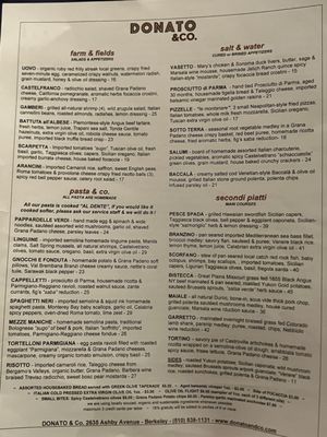 Menu photo 6 Donato & Co Berkeley, CA