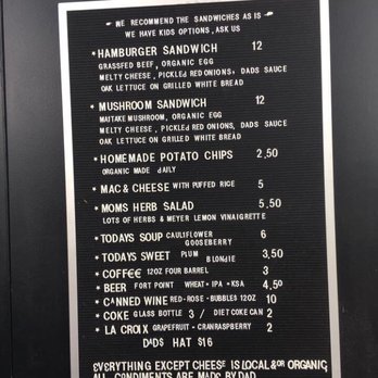 Dad's Luncheonette - Menu board (August 6, 2017). - New American Near Me - Half Moon Bay, California