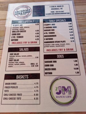 Menu photo 2 Archdale Soda Shop High Point, NC